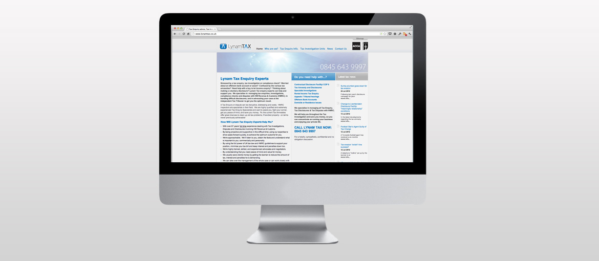 Lynam Tax - Web design development, cms by 3bit studio ltd